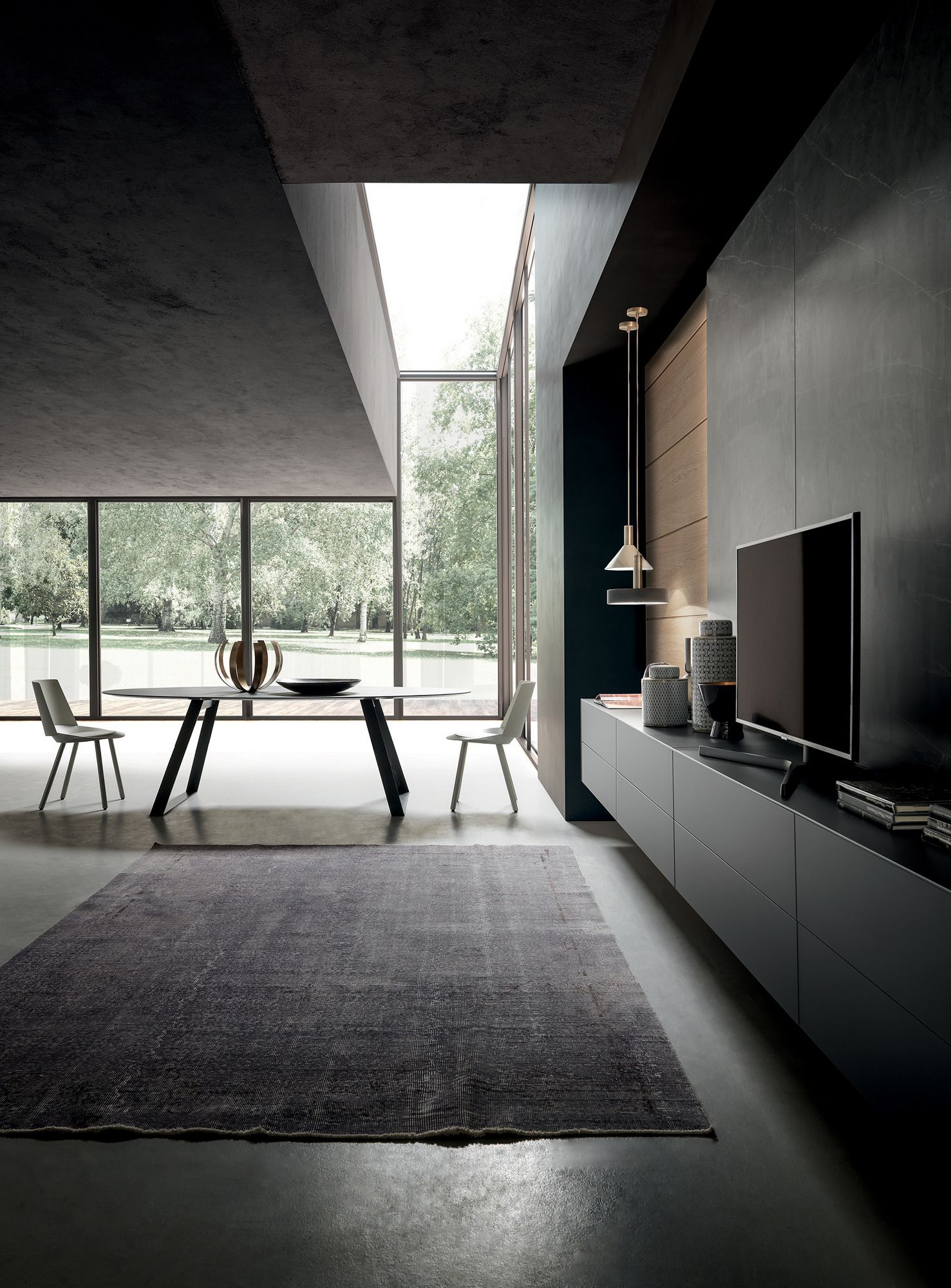 Овальный обеденный стол из керамогранита MODULNOVA Blade ARCH-00143860