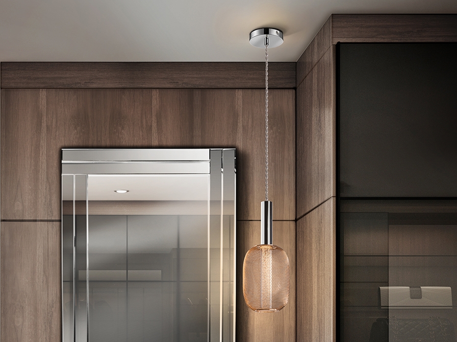 084392 Подвесной светильник 1L хром/золотой Schuller Micron  - Вид №4