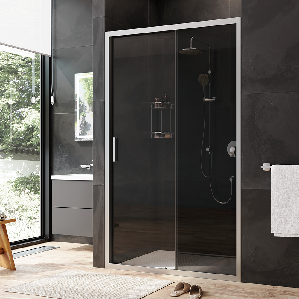 W90G-120-1-195MG Solo Дверь душевая 120х195 стекло тонированное профиль матовый хром AM.PM Gem