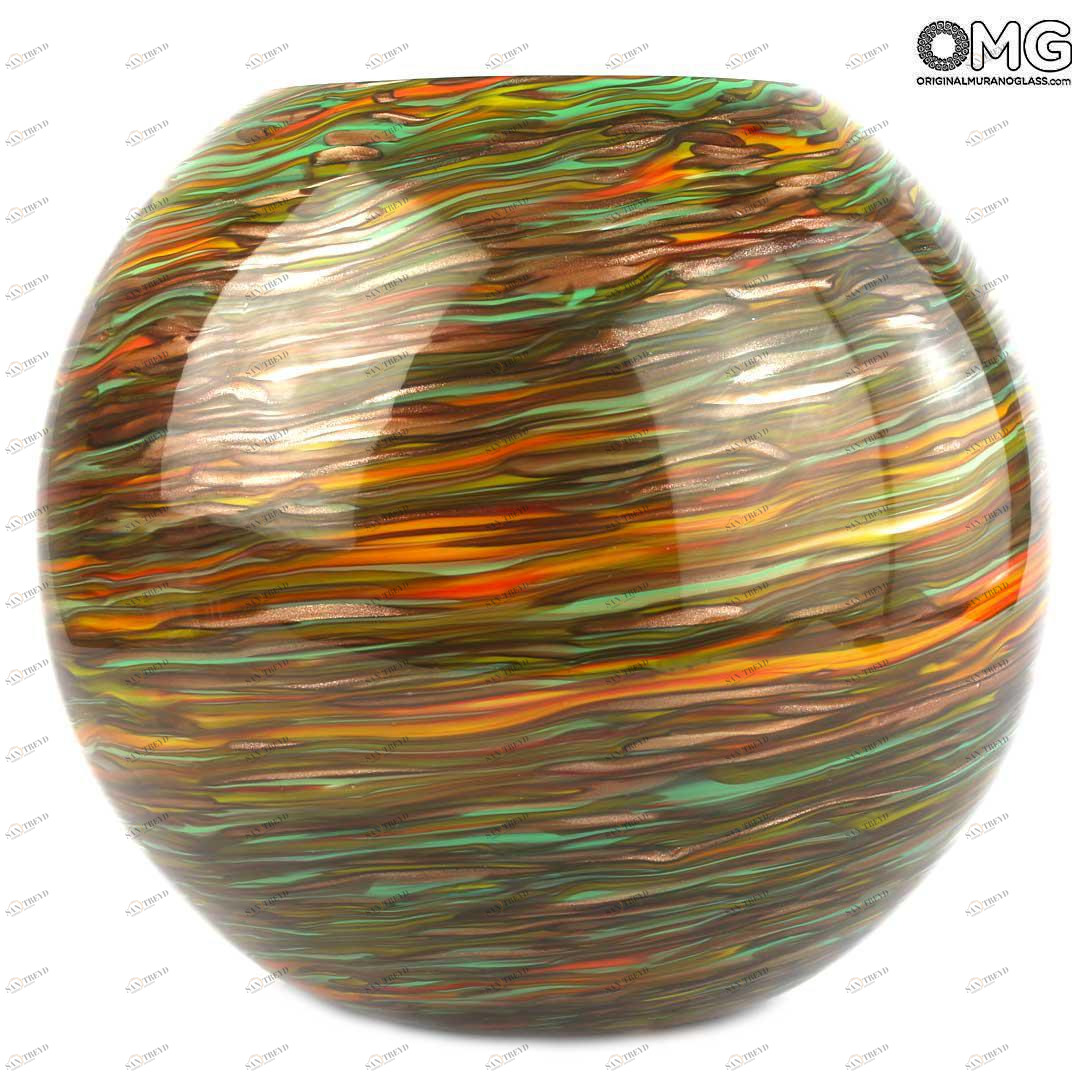 3886 ORIGINALMURANOGLASS Вазочка-чаша Юпитер - Золотая коллекция - муранское стекло OMG 25 см 