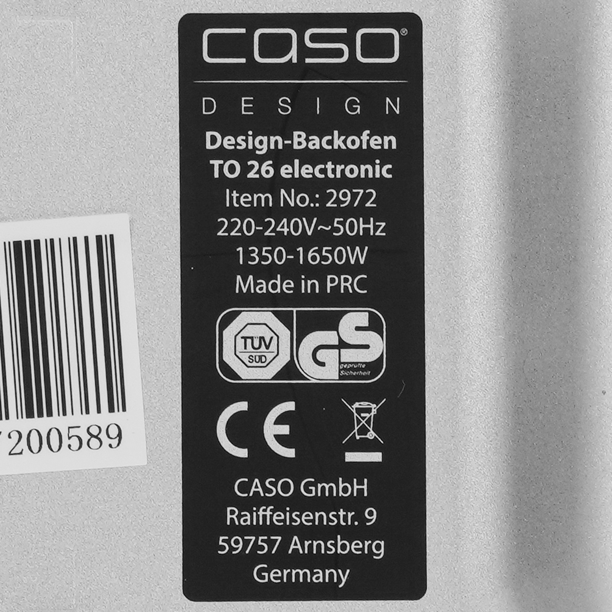 9908384 Мини-печь CASO TO 26 electronic черный STDN-0037391 - Вид №6