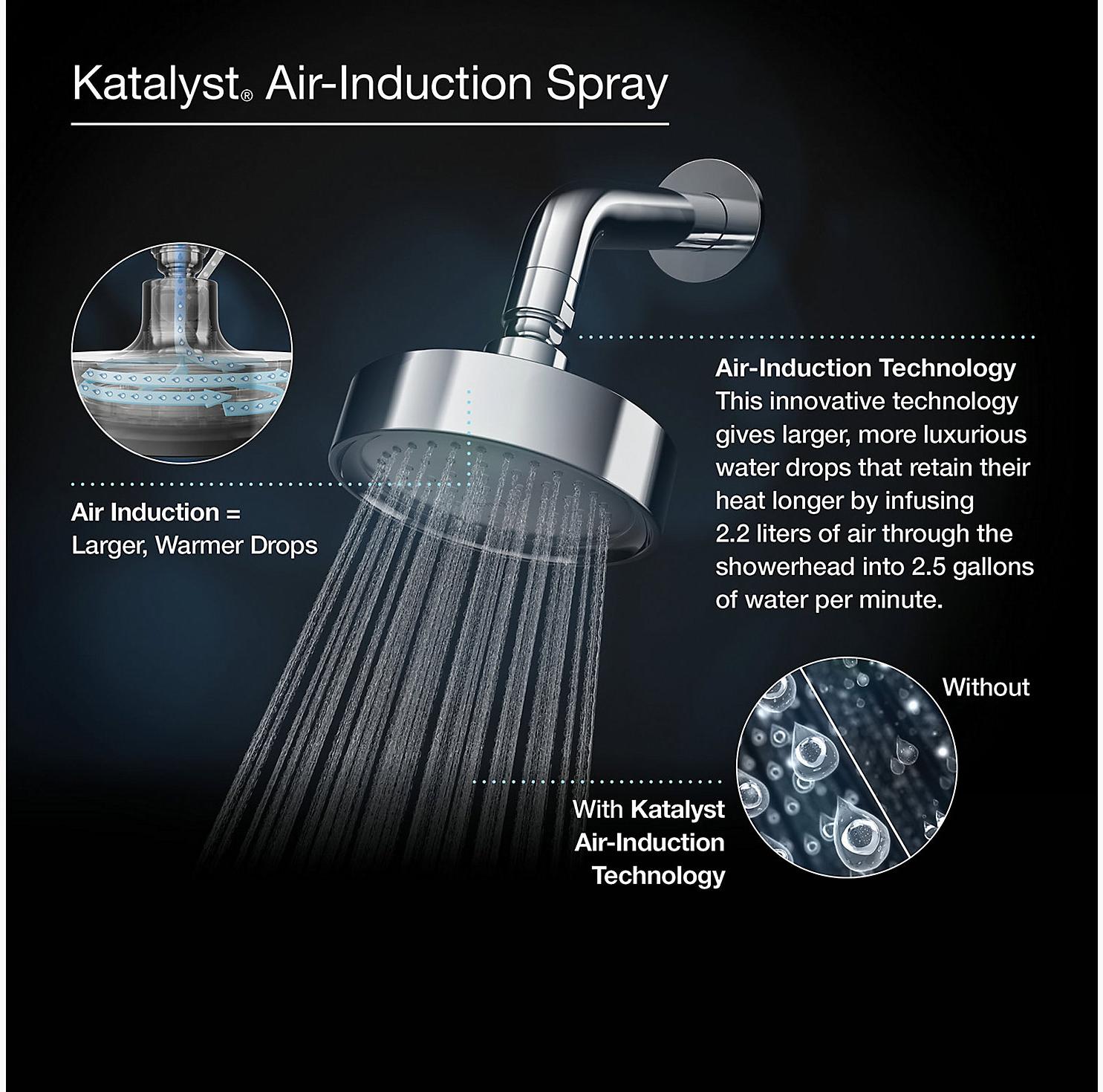 KOHLER Однофункциональная насадка для душа Devonshire 2,5 галлона в минуту с технологией всасывания воздуха Katalyst K-10391-AK-CP  - Вид №6