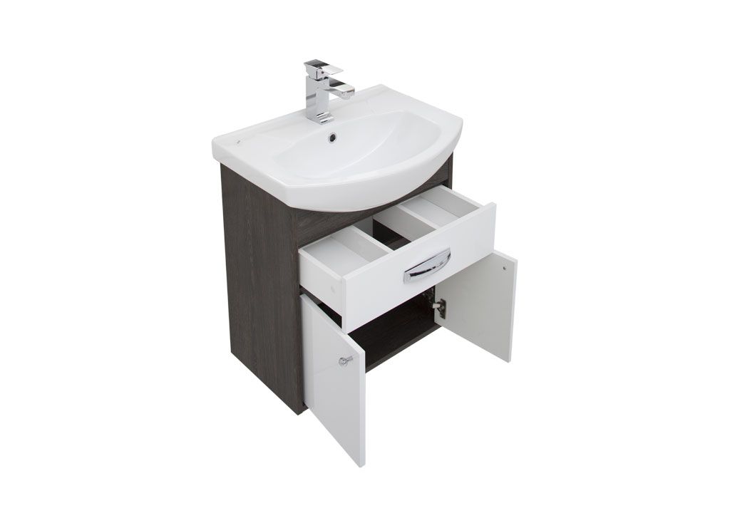 Тумба под раковину Aquanet Грейс 60 дуб кантербери/белый (1 ящик, 2 дверцы) sun-id-275350 - Вид №3
