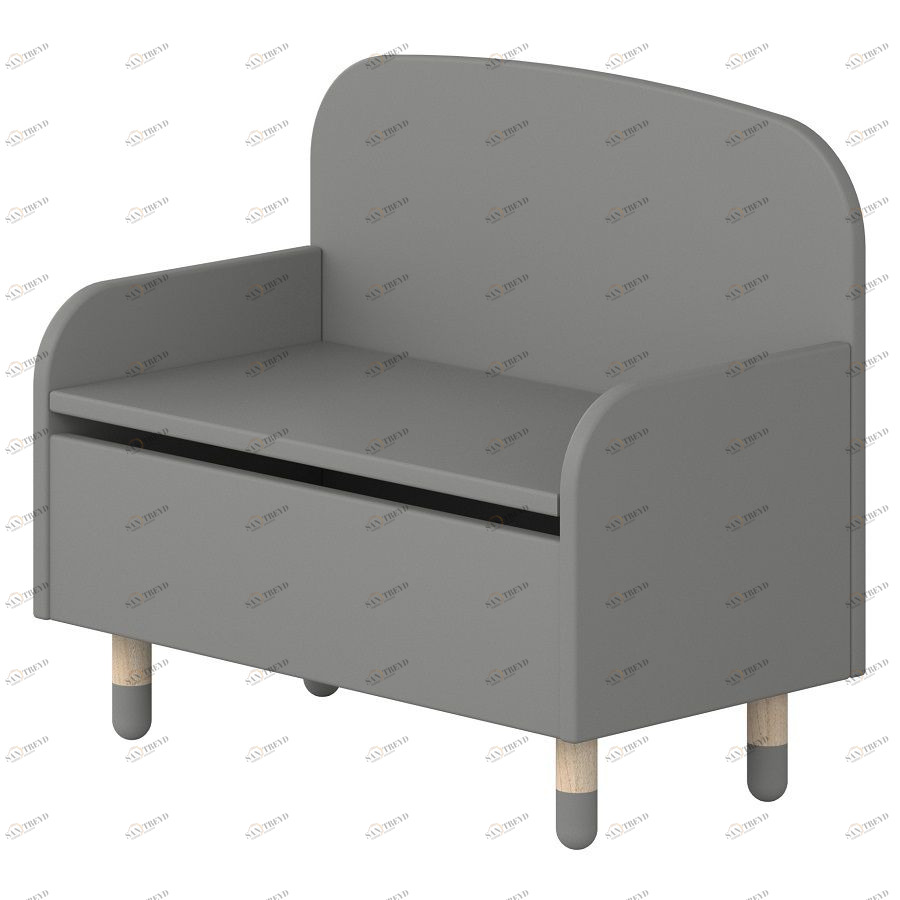 Скамейка с ящиком для игрушек Flexa Play, серая 821006065