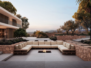 Угловое садовое кресло из ткани