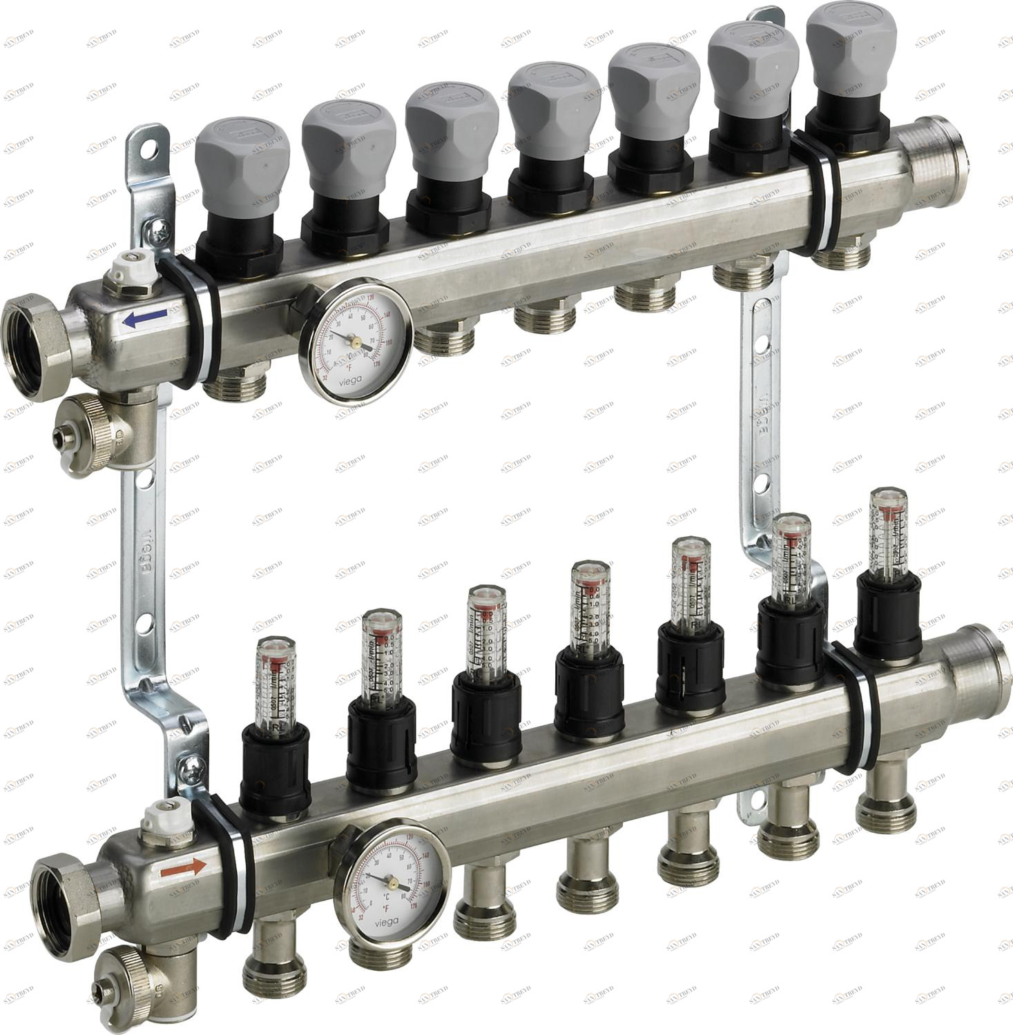 599 652 *) Модель 1004 Трубопроводные системы  Fonterra панельное отопление  Коллекторы  Коллекторы Santreyd 