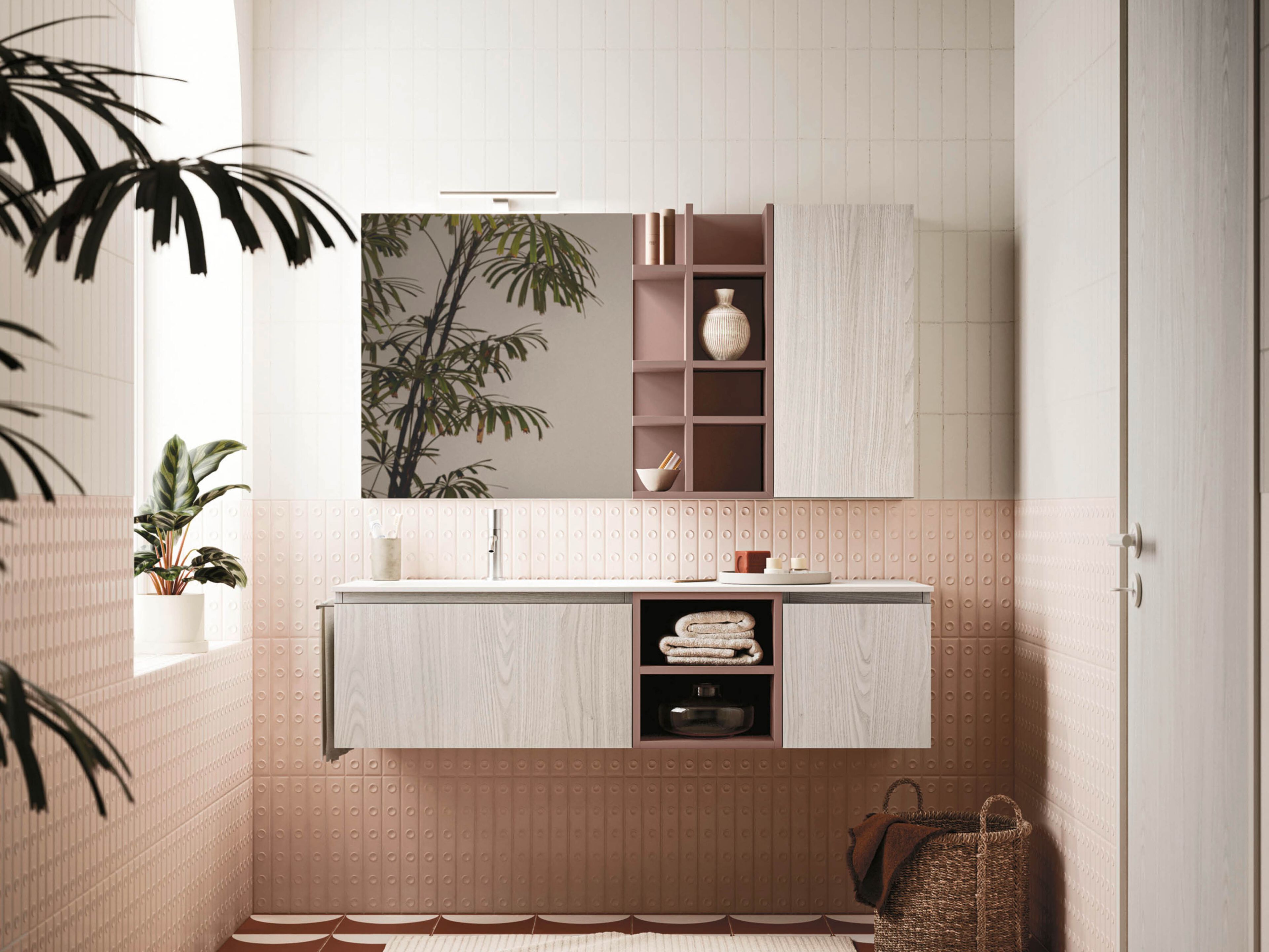 Подвесной шкаф для умывальника со встроенной раковиной Arbi Arredobagno HO.ME PLUS 45° C 30 ARCH-00045357