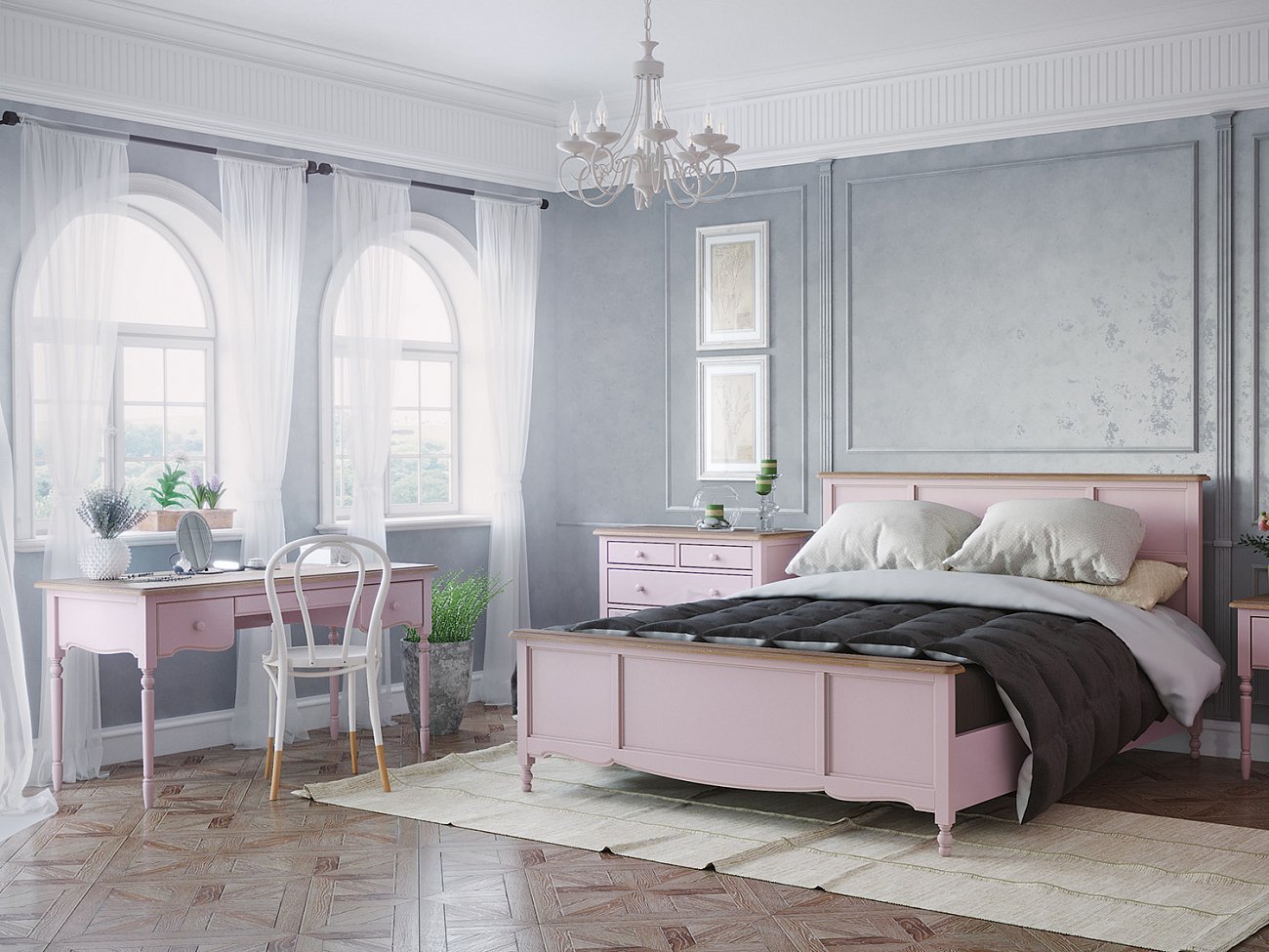 Зеркало настенное прямоугольное лавандовое Leblanc THE WERBY LEBLANC 00-3970722 Фиолетовый Santreyd  - Вид №2