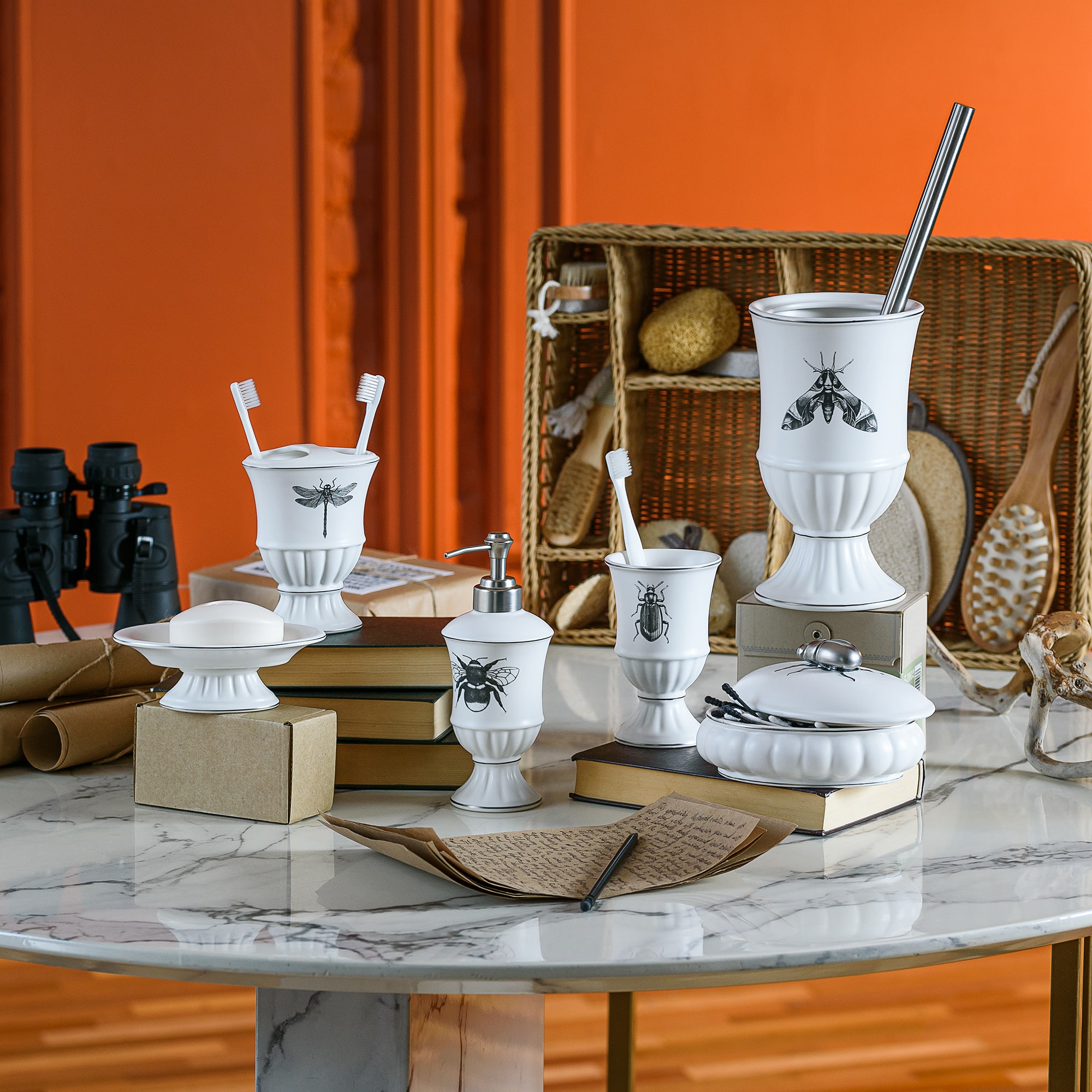 89097073 Стакан для зубных щеток керамика цвет белый Buzz Fauna Santreyd  - Вид №5