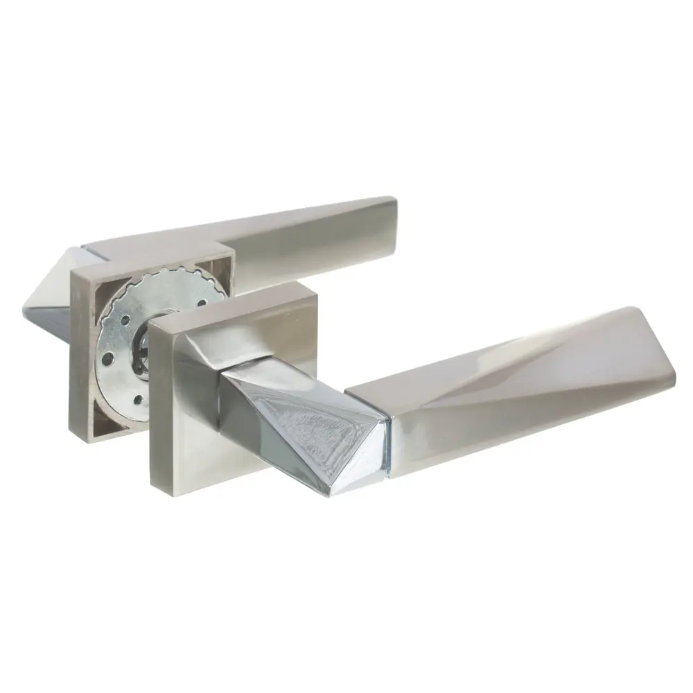 Ручка дверная на розетке DIAMOND DM/HD SN/CP-3, цвет никель/матовый хром FUARO STLM-2011918 - Вид №1