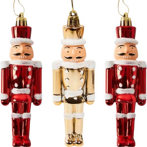 87036536 Елочная игрушка Щелкунчик 12.8x12.3 цвет красный 3 шт. STLM-1357069