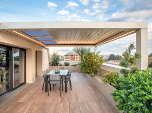 Биоклиматическая беседка с частью холодной резки