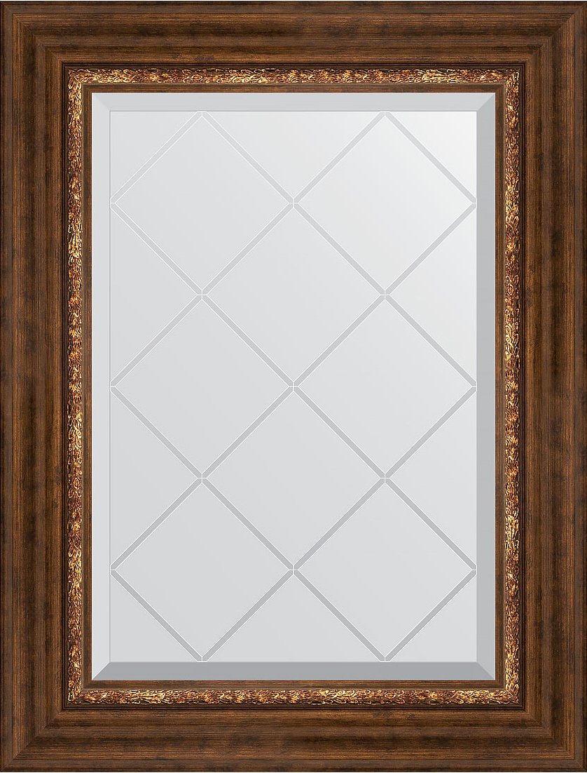 BY 4019 Зеркало с гравировкой в багетной раме - римская бронза 88 mm EVOFORM Exclusive-G