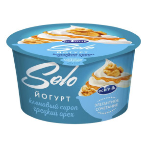 Йогурт с кленовым сиропом и грецким орехом 5% Экомилк Solo 130 г БЗМЖ
