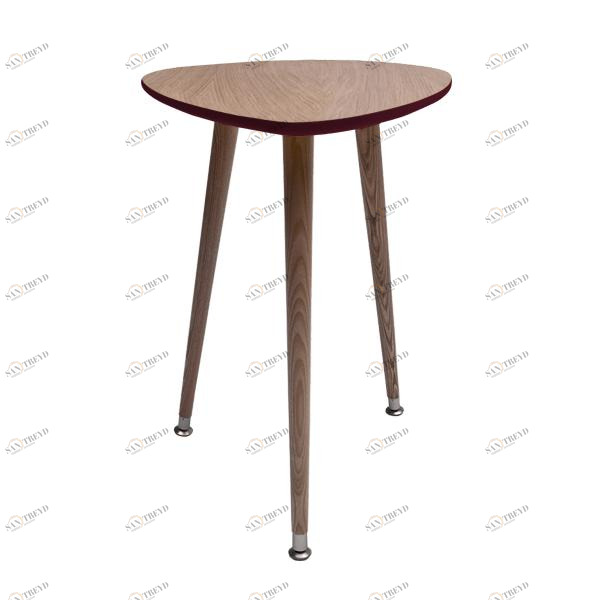 Кофейный столик с деревянными ножками и бордовым кантом "Капля" WOODI  00-3966510 Беленый дуб;бежевый;красный 