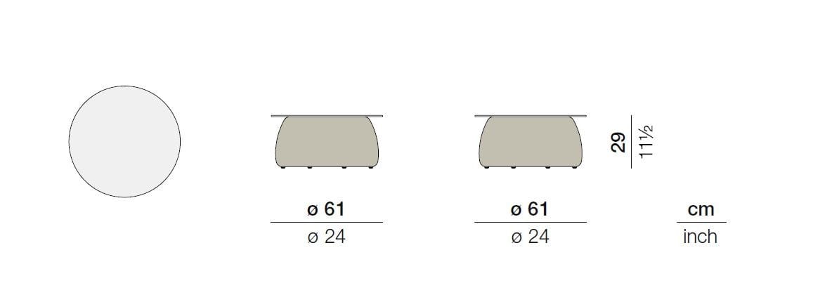 Оптоволоконный круглый низкий садовый журнальный столик с керамической столешницей DEDON белые грибы ARCH-00114415 - Вид №19