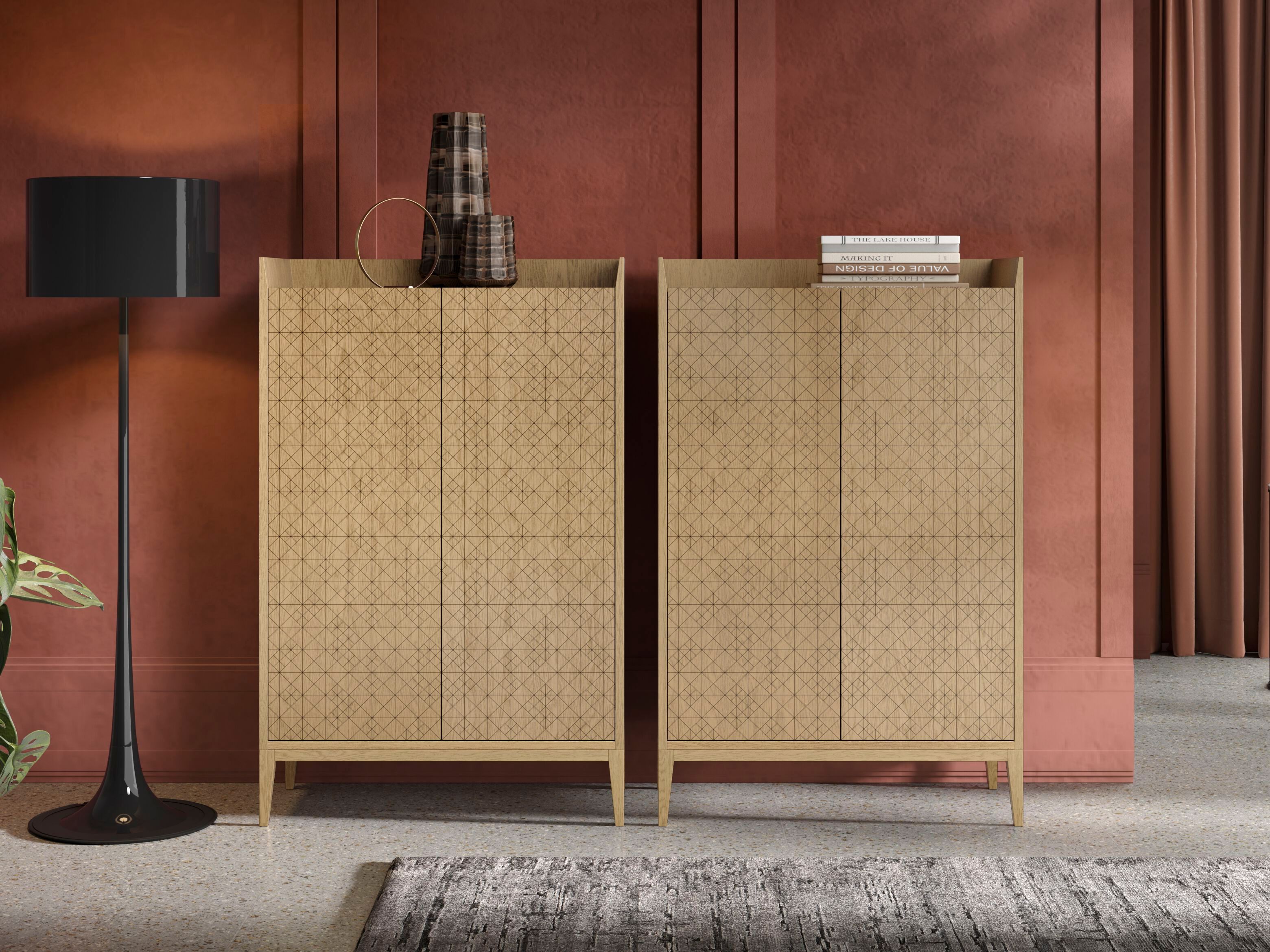 Дубовый шкаф с ящиками Barba design текстуры ARCH-00059529