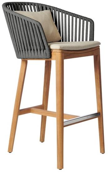 TRIBÙ Табурет из тикового дерева со спинкой Mood 06216 - Вид №1