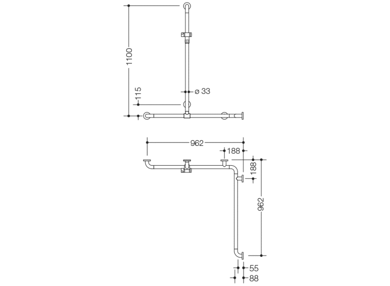 801.35.32051 Поручень для душа с выдвижным держателем для душа HEWI WARM TOUCH  - Вид №1