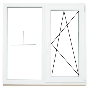 Пластиковое окно ПВХ Рехау двустворчатое 116x100 мм (ВхШ) однокамерный стеклопакет белый (с двух сторон)