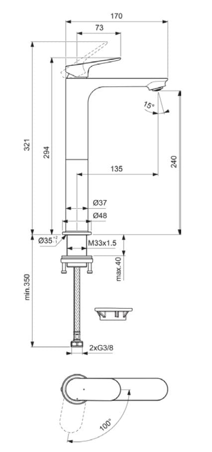 Однорычажный смеситель для раковины Ideal Standard Ceralife O ARCH-00028927 - Вид №6