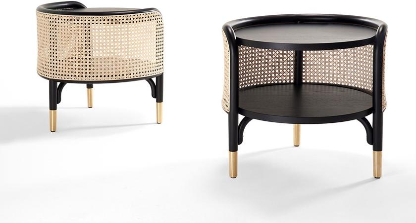 Wiener GTV Design Круглый сервировочный стол из бука и венской соломы Mos sun-id-1405913 - Вид №5