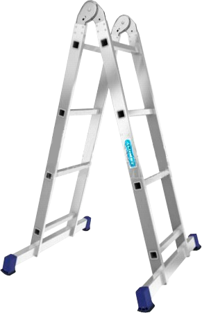 Алюминиевая профессиональная двухсекционная шарнирная универсальная лестница T 204 ALUMET 