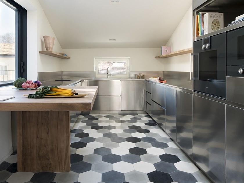 ABIMIS Кухня из нержавеющей стали на заказ с островом Atelier sun-id-1502875 - Вид №11