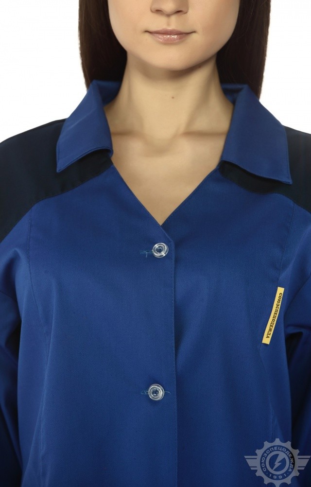 65717 Халат "Мастерица" женский василек с темно-синим  Одежда для обслуживающего персонала  размер 44-46/158-164 Спецодежда  - Вид №8