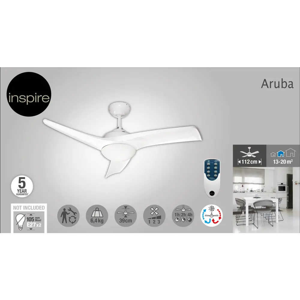 Потолочная люстра-вентилятор Inspire Aruba с ДУ и реверсом 85224474 STLM-0059988 - Вид №7