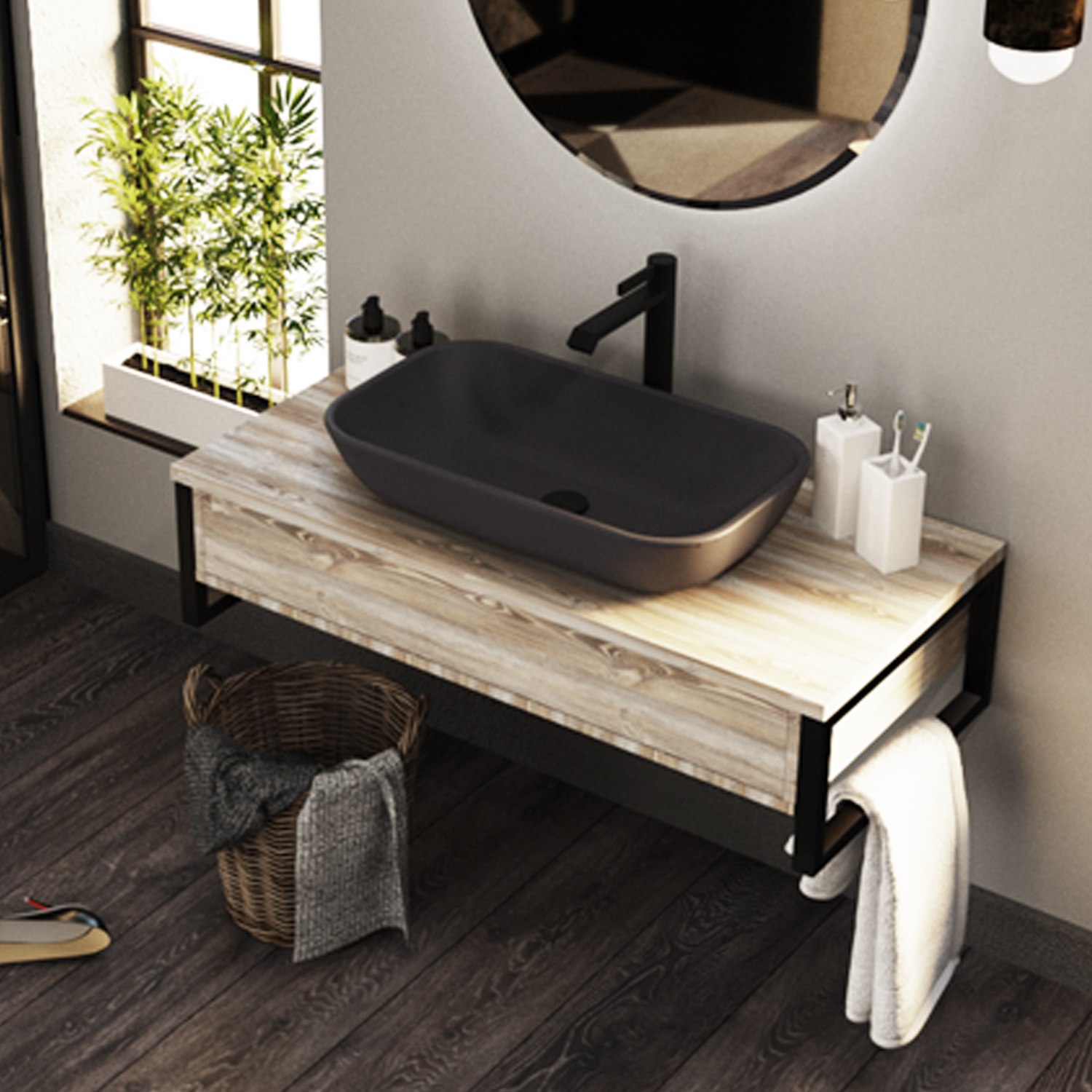 INFSLWB25 Накладной умывальник 60 Color Grey Stone SANITA LUXE Infinity - Вид №7