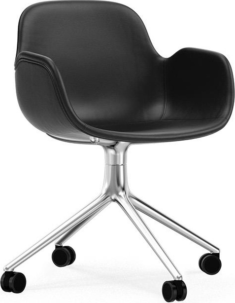 604991 Кресло Swivel 4W Полная обивка Алюминий / Ультра кожа Normann Copenhagen Form - Вид №1