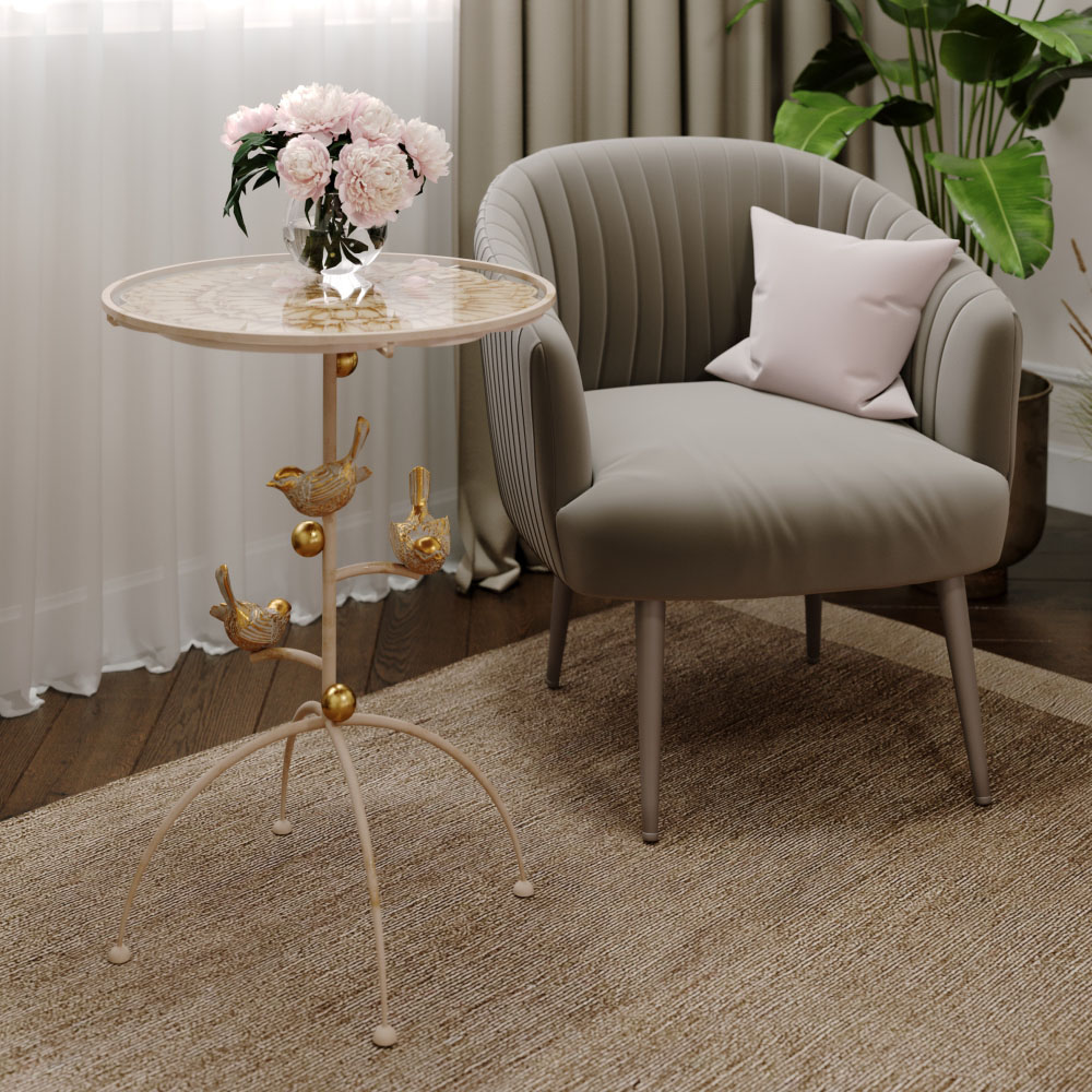 19034 Столик Терра Птички Айвори BOGACHO 4627155813727 - Вид №1