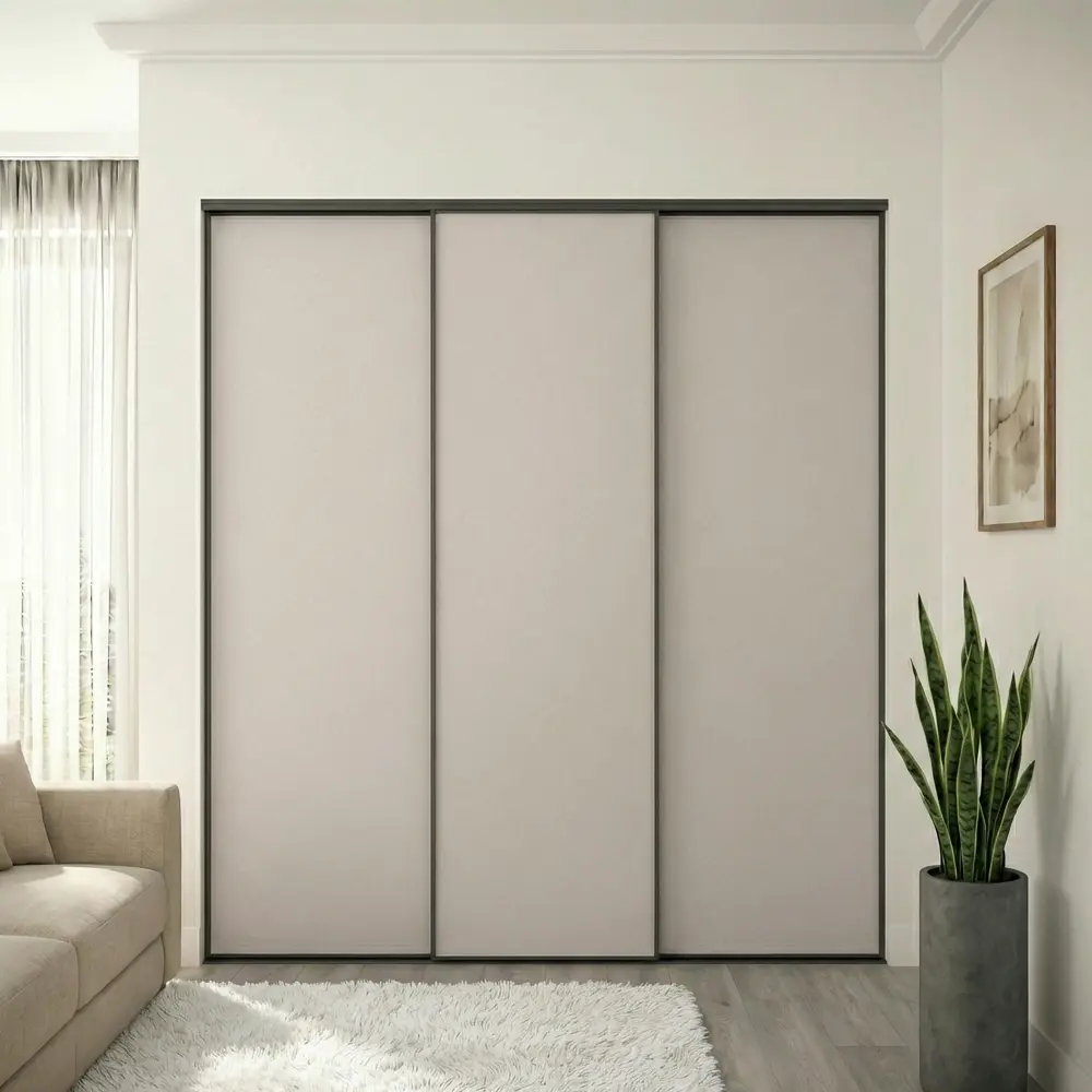 Дверь-купе KONSENSA 244.5x90.4 см МДФ цвет кашемир профиль черный узкий STLM-2074114 - Вид №12