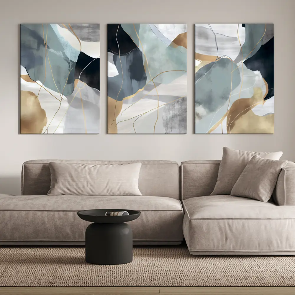 Santreyd Модульная картина Абстракция в серо-белых тонах 50x70 см 89394675 STLM-1454008 - Вид №2