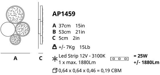 Serip Бронзовый светодиодный настенный светильник ручной работы Luna Ap1460 - Вид №3