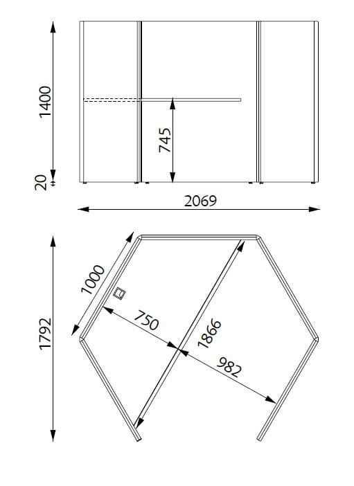 Секционный стол со звукопоглощающими перегородками Glimakra of Sweden Limbus ARCH-00026929 - Вид №8