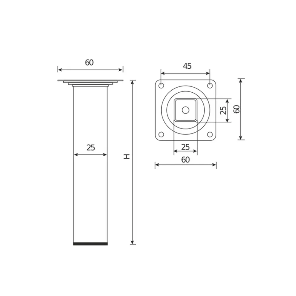 Ножка для мебели круглая 150x25x25 мм сталь золото 89403614 STLM-2175658 Santreyd  - Вид №1