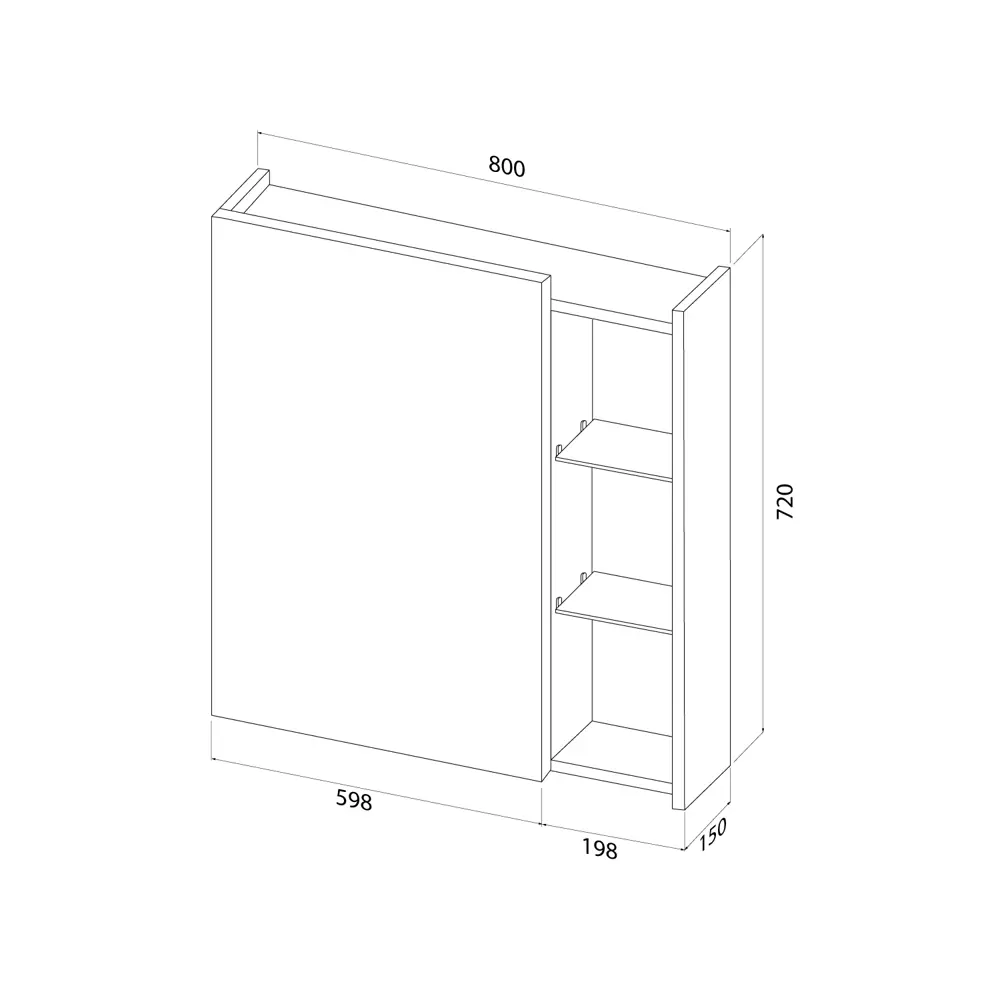Корпус зеркального шкафа Iddis Lahta LAH80V0i99 72x80x15 см цвет дуб светлый STLM-2058857 - Вид №9