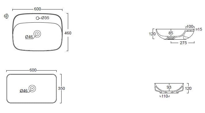 Керамическая прямоугольная столешница Alice Ceramica Форма ARCH-00146622 - Вид №6