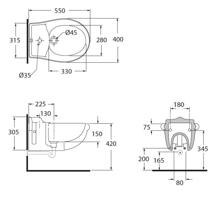 Керамическое подвесное биде с переливом Park Avenue Crown ARCH-00030846 - Вид №2