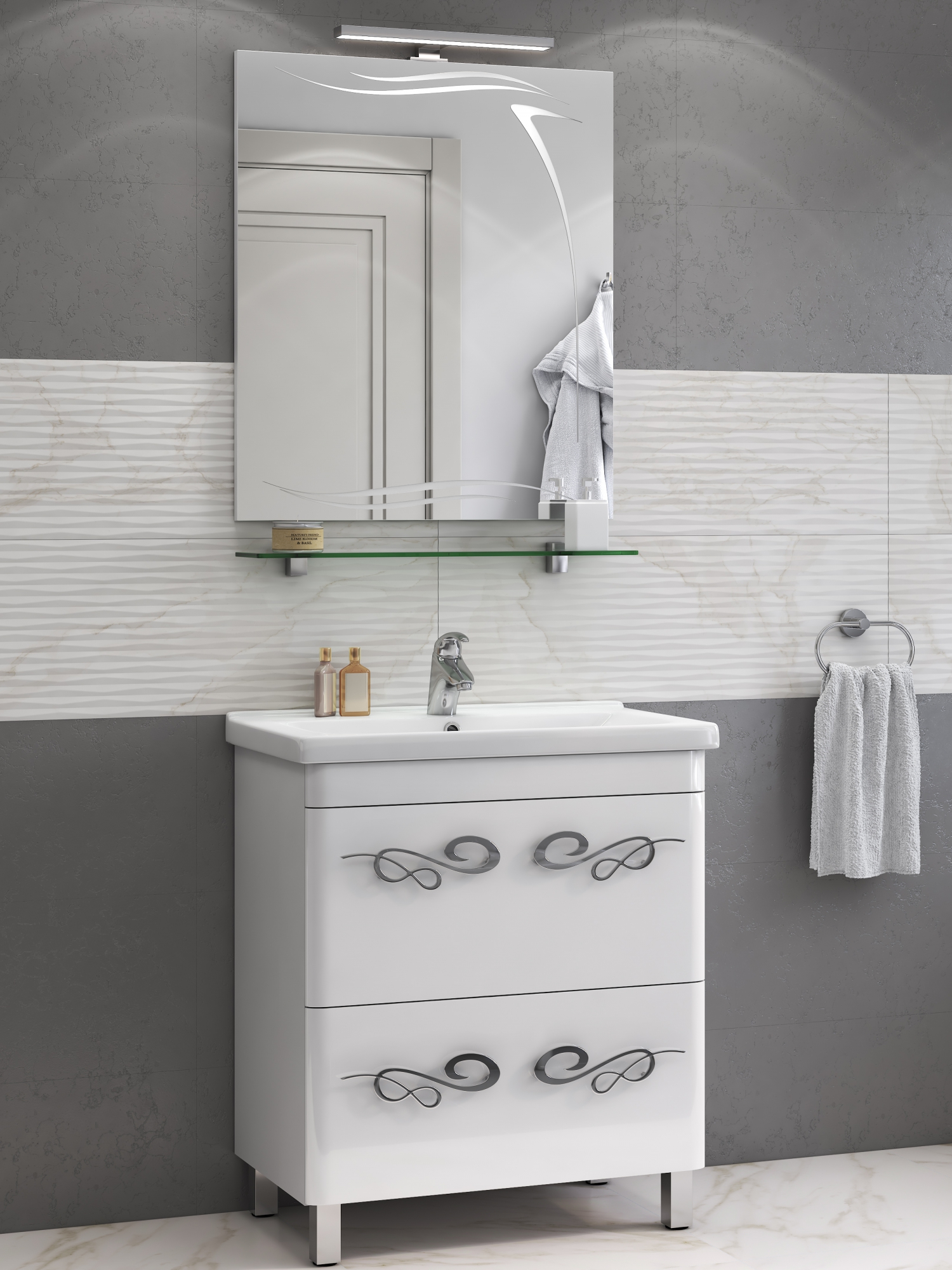 Тумба Olivia-2 700 (Olivia)700⨉430⨉830 мм белый Santreyd sun-id-664497 - Вид №3