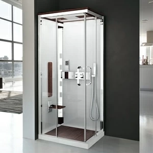 Душевая кабина термостатическая NEXIS 1 A100x80 HYDRO Novellini NEXIS цвета тик, с низким душевым поддоном и крышей