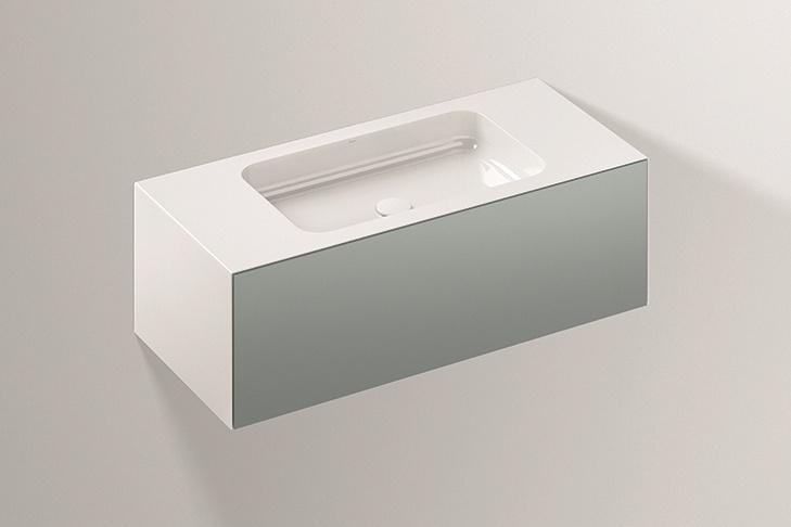 5156510000 Умывальник с тумбой, wp.folio4, белая, proshield, лакированная, шелковисто-матовый блеск, серый Alape серия FO (Folio) 