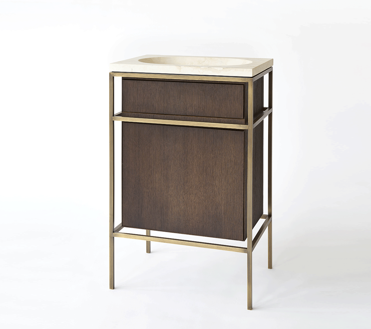 Ex.T Frame Мебель для умывальника из латуни с дубовым шкафом composizione gl1bronzo 1