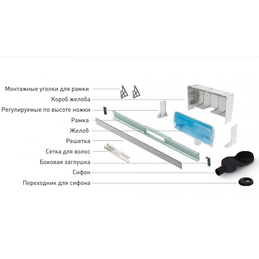092157 Желоб водосток WALL 1000 пристенный  Berges WALL - Вид №5