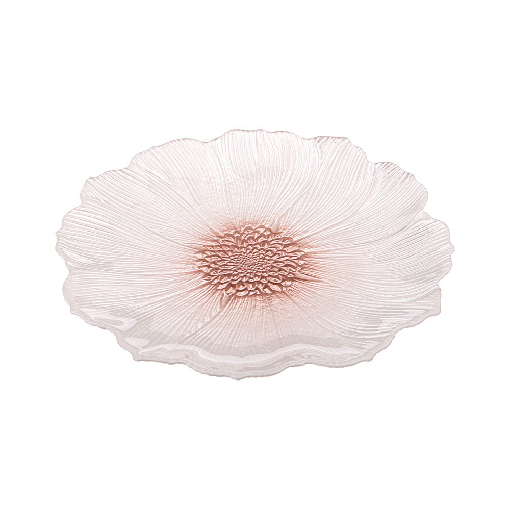 339-191 Посуда стеклянная Мак белый блюдо1 d 21 см Lefard 