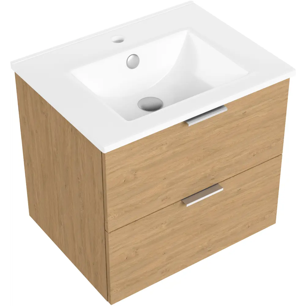 Тумба под раковину подвесная Sensea Essential 60 см цвет дуб STLM-2133366 - Вид №2