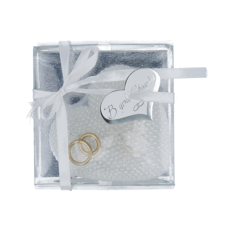 2132 Свеча сердце "жемчужное" 36 x 82 см 115 г белая Омский Свечной 