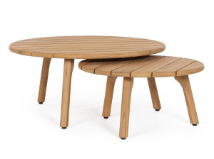 Набор из двух круглых столиков из тикового дерева